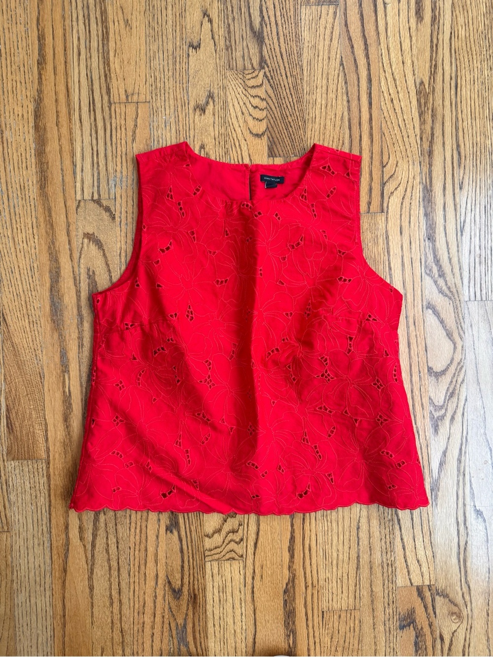 Ann Taylor red eyelet top